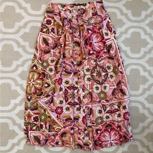 Zara A-Line Skirt with Pink and Green Floral Design